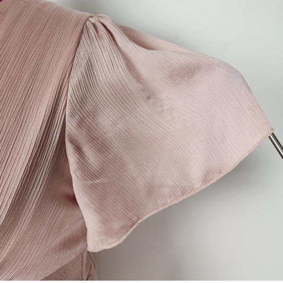 Baltic Born Dress Rose Prague Satin Maxi Deep V Neck Smocked Waist Size L - Picture 15 of 16